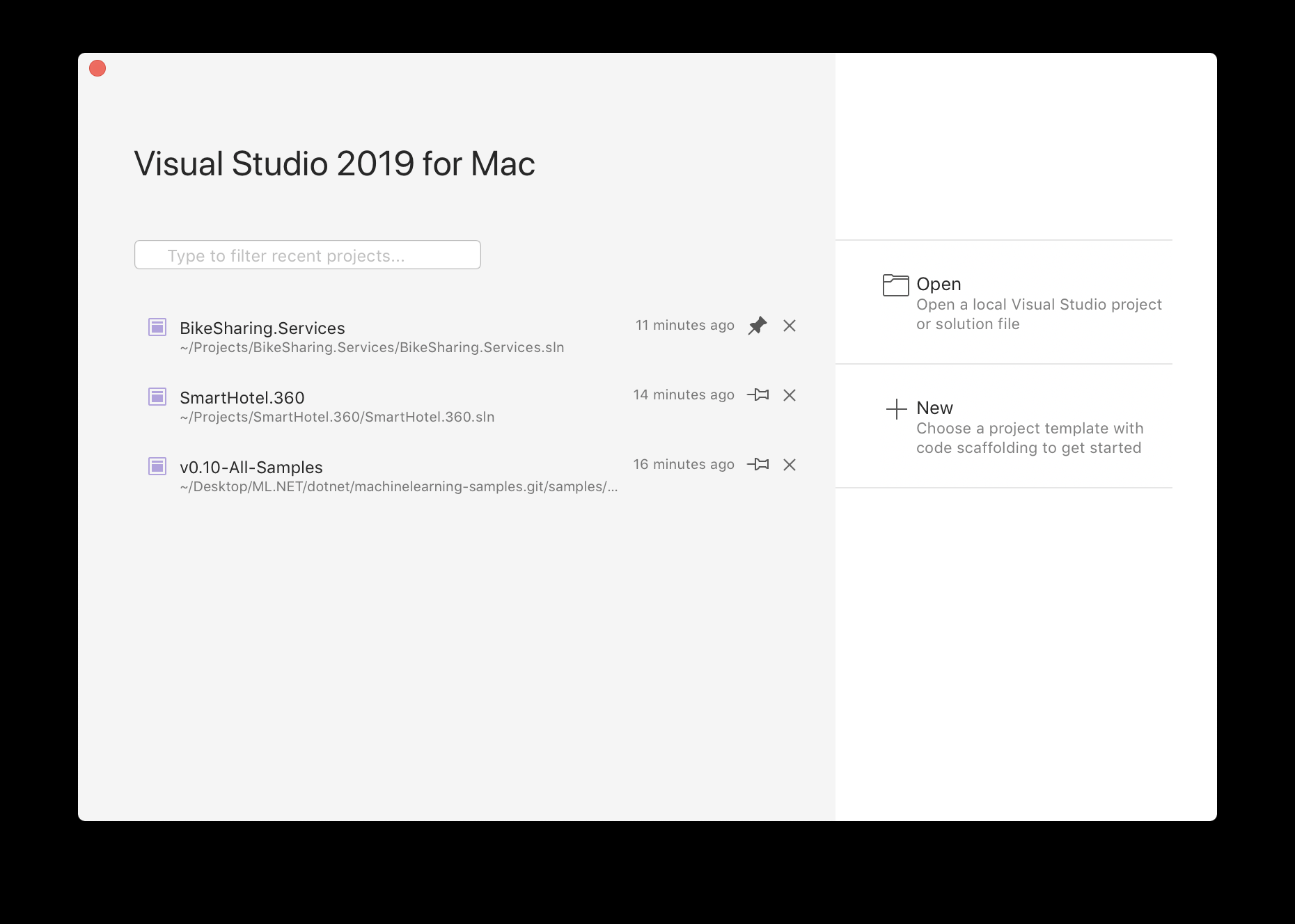 what file to open for visual studio mac